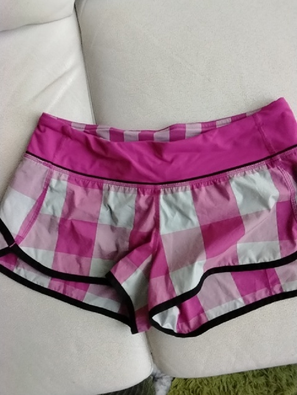 Women’s Pink Plaid Running Shorts